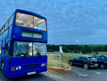 Open Blue Bus at Upavon